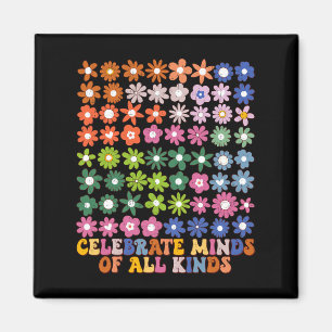 Vier geesten van alle soorten Groovy Flower Autism Magneet