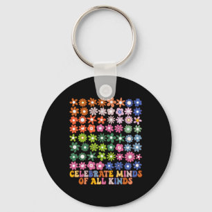 Vier geesten van alle soorten Groovy Flower Autism Sleutelhanger