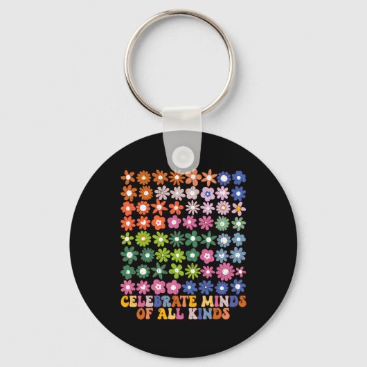 Vier geesten van alle soorten Groovy Flower Autism Sleutelhanger (Voorkant)
