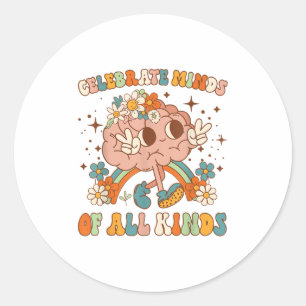 Vier Geesten Van Alle Soorten Neurodiversiteit Men Ronde Sticker