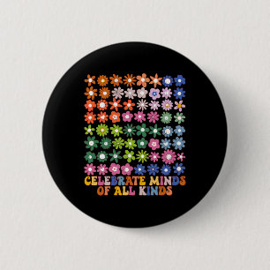 Vier Geesten Van Allerlei Soort Groovy Bloem Autis Ronde Button 5,7 Cm