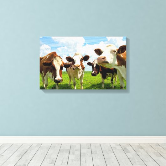 Vier gekletste koeien canvas afdruk (Insitu (Houten vloer))