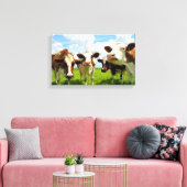 Vier gekletste koeien canvas afdruk (Insitu (Woonkamer))