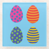 Vier gekleurde eitjes glazen onderzetter (Voorkant)