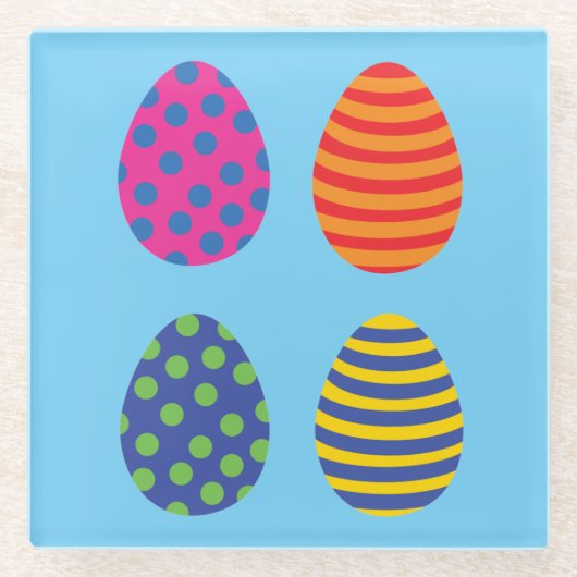 Vier gekleurde eitjes glazen onderzetter (Voorkant)
