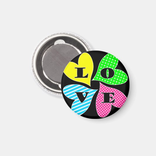 Vier gekleurde harten magneet (Voorkant / Achterkant)