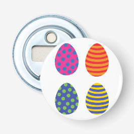 Vier gekleurde paaseieren button flesopener