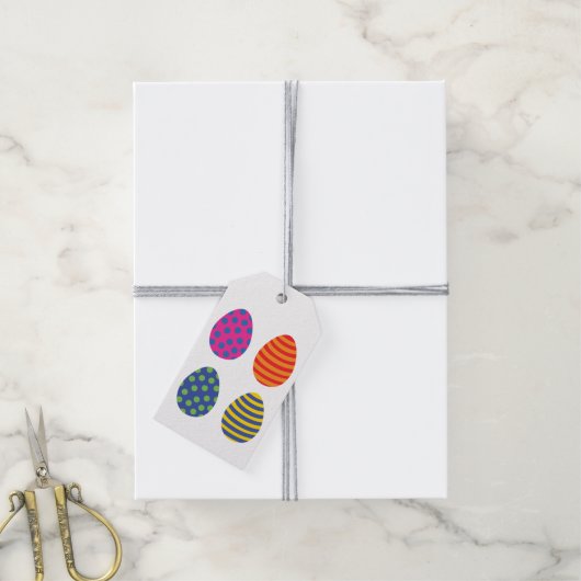 Vier gekleurde paaseieren cadeaulabel (Met Touw)