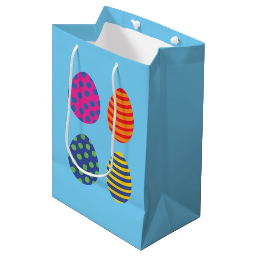 Vier gekleurde paaseieren medium cadeauzakje (Voorkant Gekanteld)