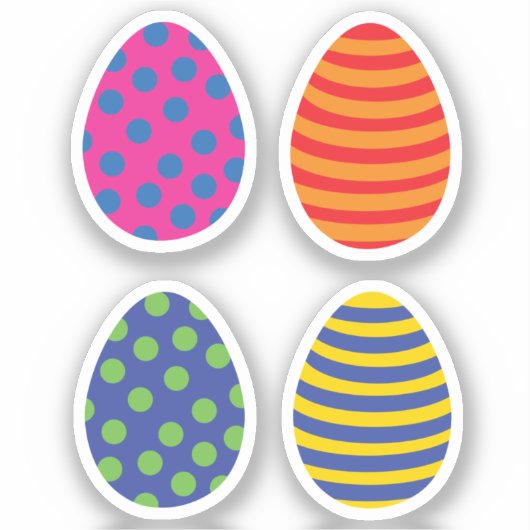 Vier gekleurde paaseieren sticker (Voorkant)