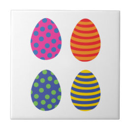 Vier gekleurde paaseieren tegeltje