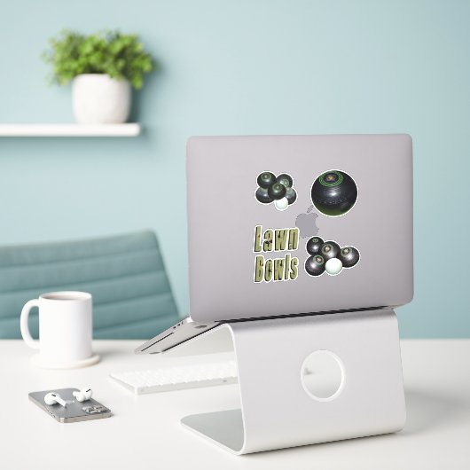 Vier gekweekte Bowls-Afbeeldingen, Sticker (Laptop op bureau)