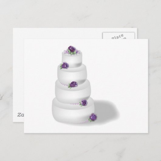 Vier gelaagde bruiloft met lavender-Rozen Briefkaart (Voorkant / Achterkant)