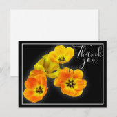 Vier gele Oranje Tulps zwarte achtergrond Hartelij Briefkaart (Voorkant / Achterkant)