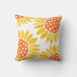 Vier Gele Oranje Waterverf Zonnebloemen Kussen