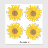 Vier Gele Zonnebloem Sticker (Vel)
