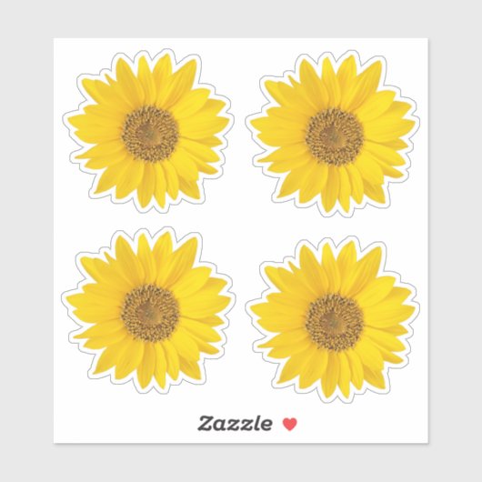 Vier Gele Zonnebloem Sticker (Vel)