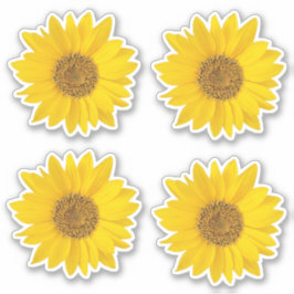 Vier Gele Zonnebloem Sticker