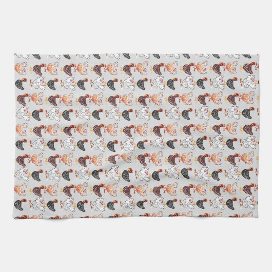 Vier gelukkige kippen theedoek (Horizontaal)