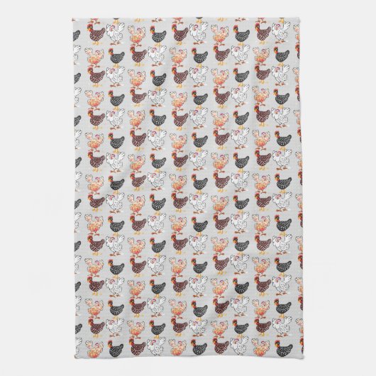 Vier gelukkige kippen theedoek (Verticaal)