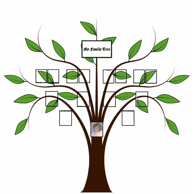 Vier-generatie Whispy digitale foto stamboom Staand Fotobeeldje (Voorkant)