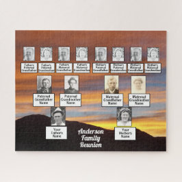 Vier generaties stamboom op Oranje zonsondergang f Legpuzzel