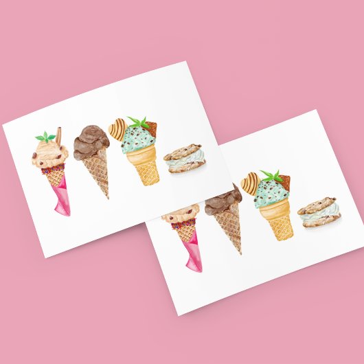 Vier gepersonaliseerde ijsjes briefkaart