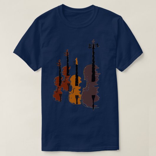 Vier gestileerde Violins Violin Player T-shirt (Design voorkant)
