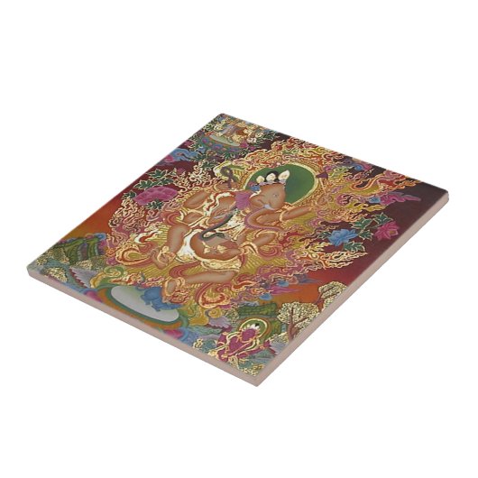 Vier-gewapende Ganesh Tile Tegeltje (Zijkant)