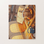 Vier gezellige nachten gebreide deken en warm legpuzzel (Verticaal)