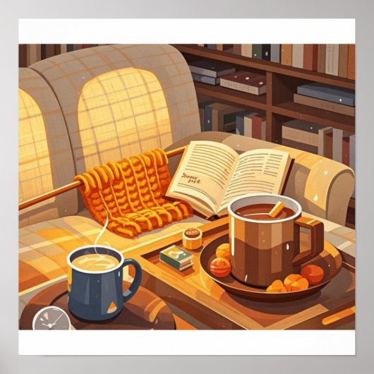 Vier gezellige nachten gebreide deken en warm poster (Voorkant)