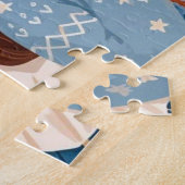 Vier gezellige nachten gebreide deken legpuzzel (Zijkant)