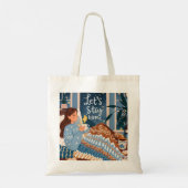 Vier gezellige nachten gebreide deken tote bag (Achterkant)