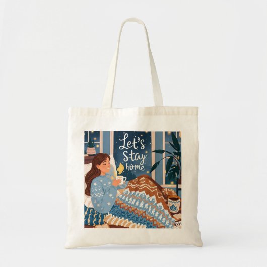 Vier gezellige nachten gebreide deken tote bag (Voorkant)
