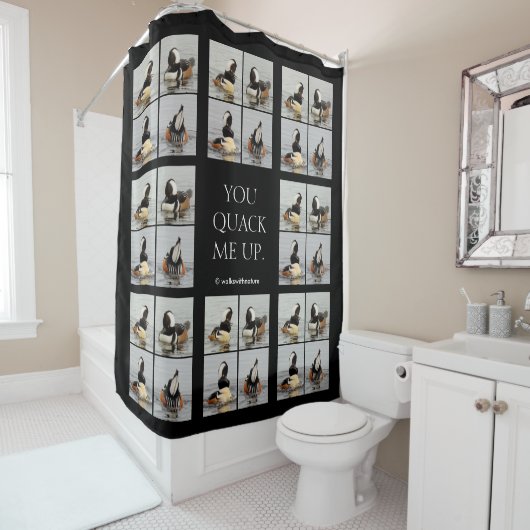 Vier gezichten van Hooded Mergansers Sierkussen Douchegordijn (In situ)