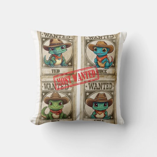 Vier Gezocht Kawaii Iguana Print Kussen (Voorkant)