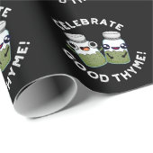 Vier Goede Tijm Grappig Eten Kruiden Pun Donker BG Cadeaupapier (Rol Hoek)