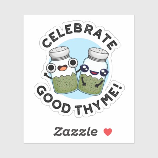 Vier goede tijm grappig voedsel kruiden woordspeli sticker (Vel)