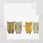 Vier Gold Owls Briefkaart (Voorkant / Achterkant)