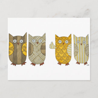 Vier Gold Owls Briefkaart