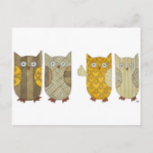 Vier Gold Owls Briefkaart (Voorkant)