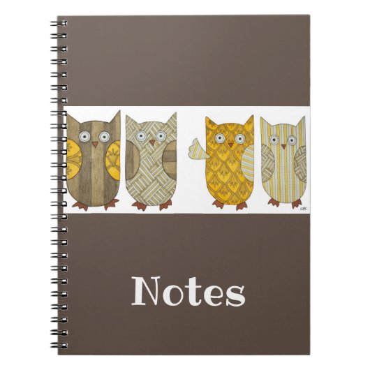 Vier Gold Owls Notitieboek (Voorkant)