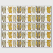 Vier Gold Owls Wrapping Paper Cadeaupapier (Vlak)