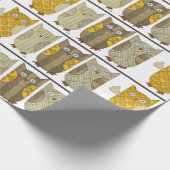 Vier Gold Owls Wrapping Paper Cadeaupapier (Hoek)