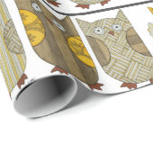 Vier Gold Owls Wrapping Paper Cadeaupapier (Rol Hoek)