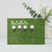 Vier golfballen met t-shirt R.S.V.P. op groen Kaart (Staand voorkant)