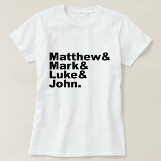 Vier Gospels - Matthew & Mark & Luke & John Bible T-shirt (Design voorkant)