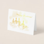 Vier  goudkaarsen voor kerst folie kaarten (Voorkant)