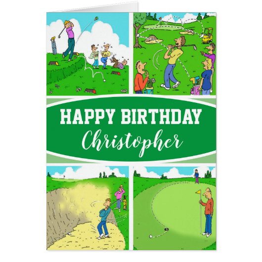 Vier Grappige Golfer Cartoons (Voorkant)