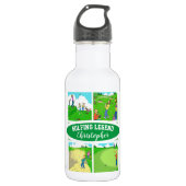 Vier grappige Golfthema-Cartoons Waterfles (Voorkant)